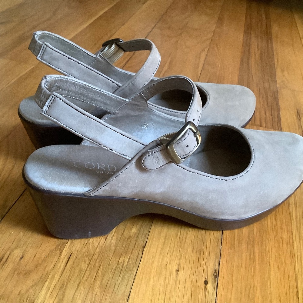 Cordani Calzature Gerty Wedge Mary Jane Shoes US 8 EU 39 Taupe